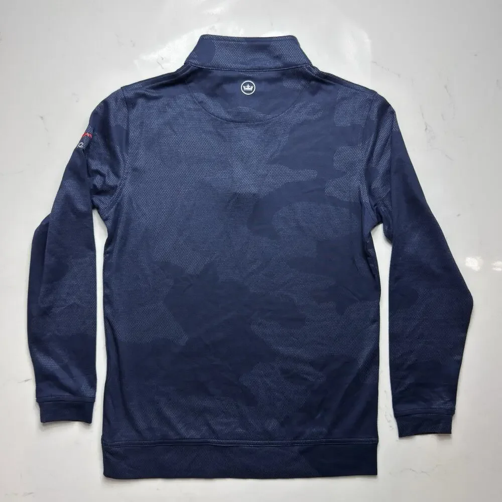 Peter Millar Pullover Boys Large Blue Camo Golf Performance Lightweight 1/4 Zip